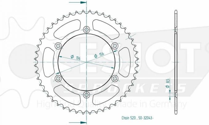 Achtertandwiel Esjot voor Motor Beta 400 Rr 4T 2005 tot 2009 Nieuw