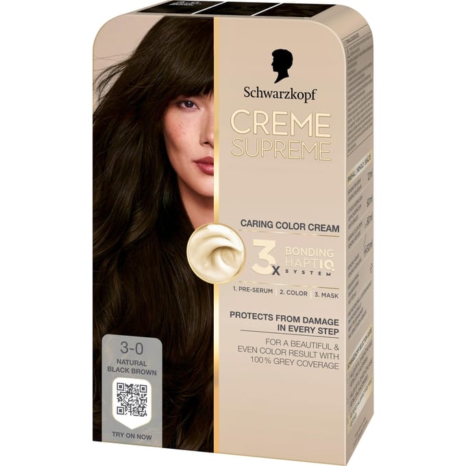 Schwarzkopf Creme Supreme 3-0 Natural Black Brown 1 st
