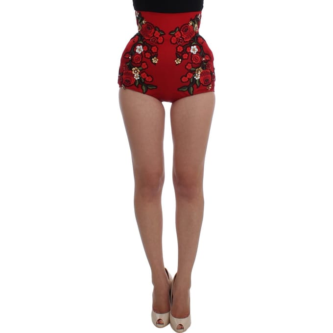 Dolce Gabbana Shorts met Bloemenborduursel Hoge Taille