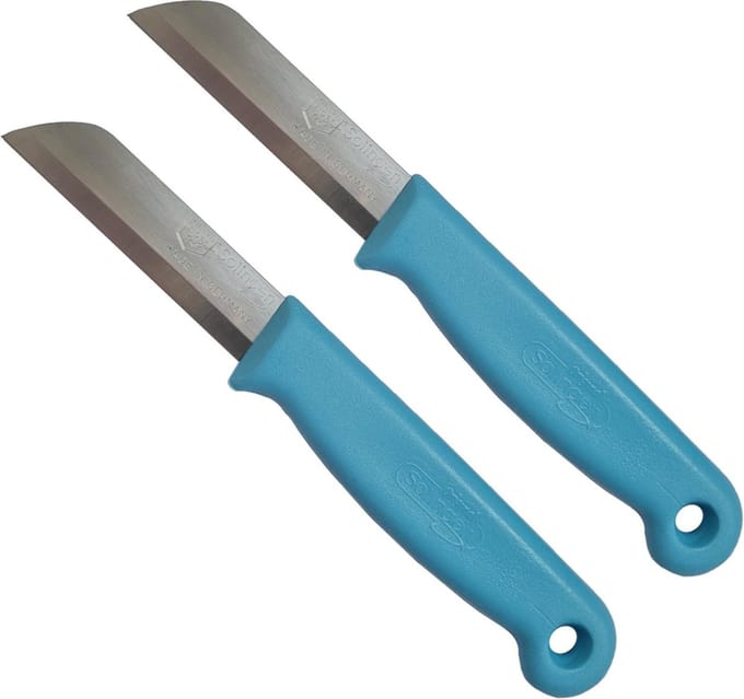 Solingen Schilmesje – RVS Glad – 16 cm met Blade Cover – Blauw – 2 stuks