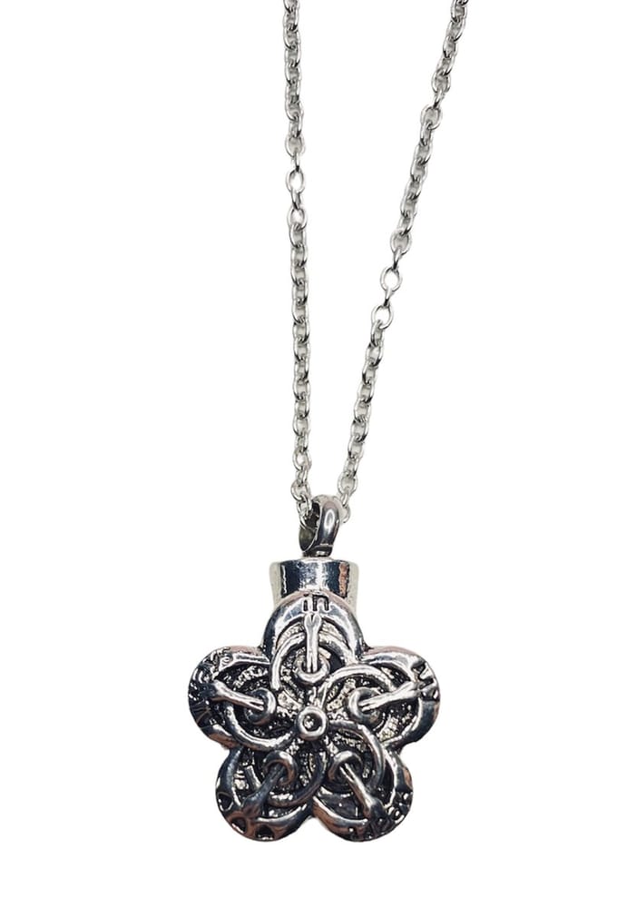 Bijoux by Ive - Ashanger - Assieraad - Zilverkleurige Bloem met tekst Always in mine hart