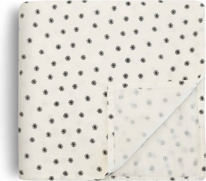 Mushie Hydrofiele Doek XL Swaddle - Black Daisy