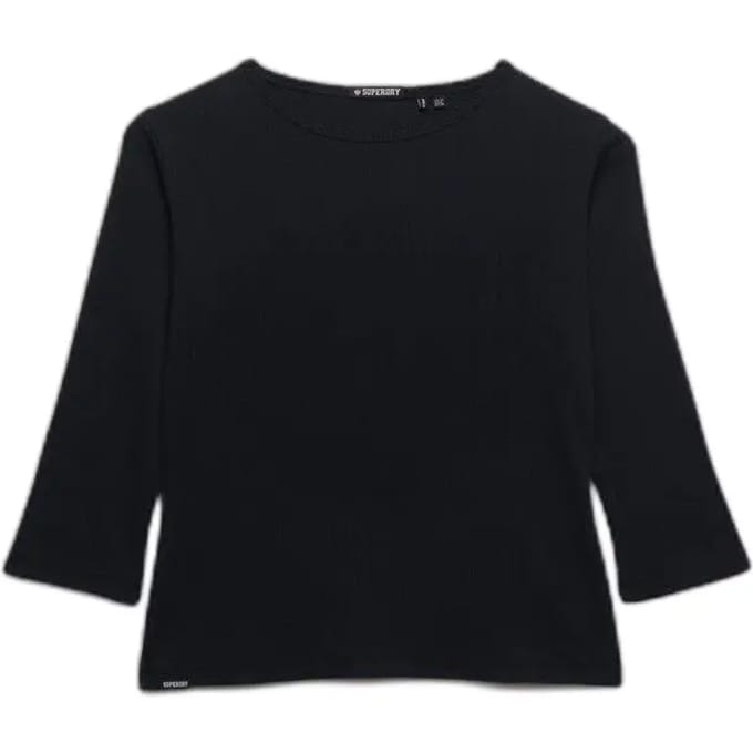 Superdry Athletic Essentials Pointelle Halve Mouw Top Blauw Grootte: 38