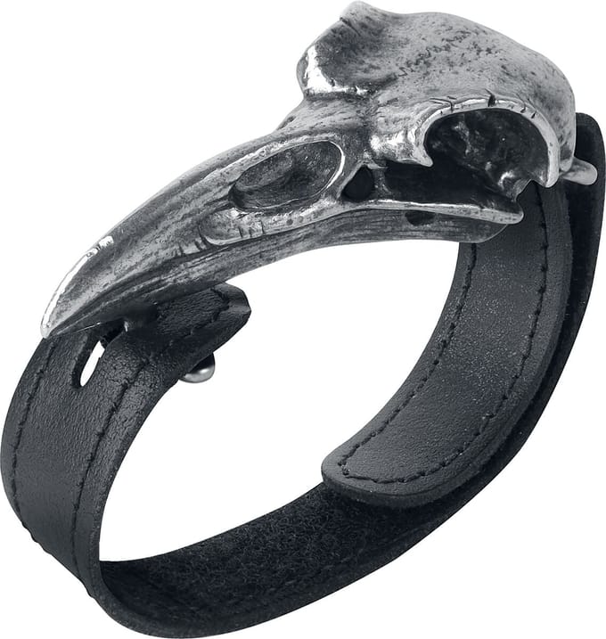 Alchemy Gothic - Gothic Lederen armband - Raven Skull - standaard
