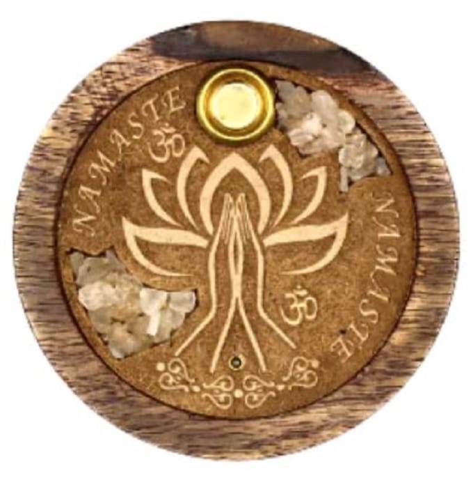 Wierookbrander - rond - brander voor wierookkegel - Namaste - Rozenkwarts