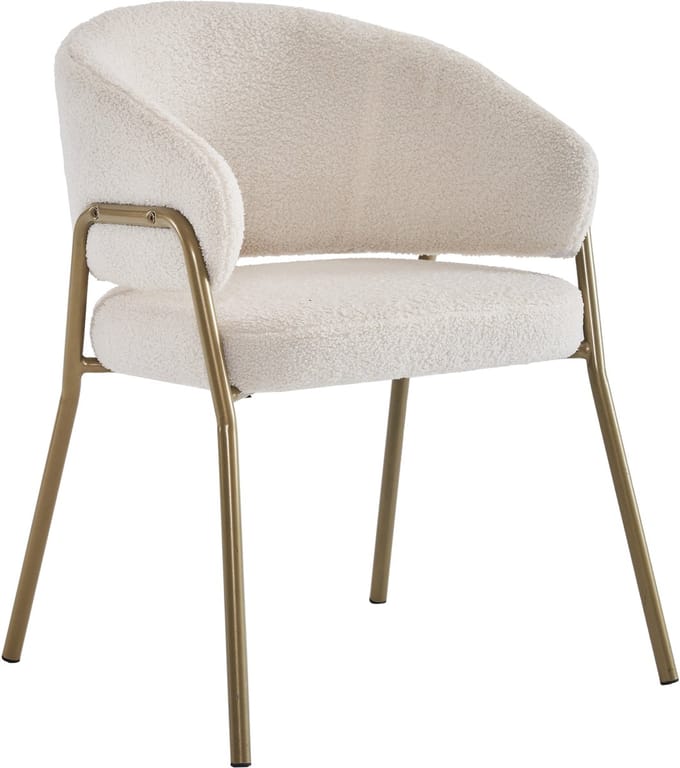 ROLIP Eetkamerstoel – Wit Velours – Gouden Poten – Luxe Design