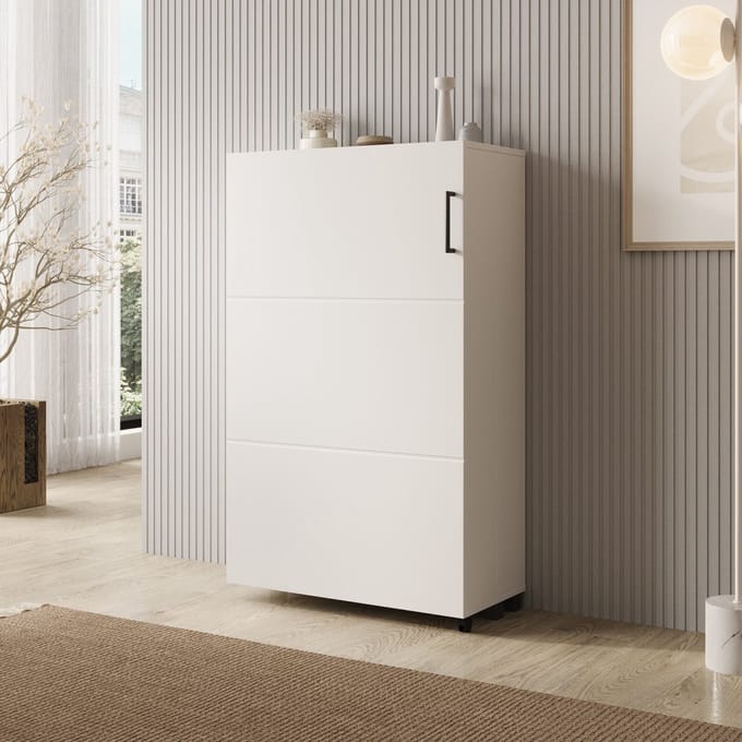 Meubella - Inverly - Schoenenkast - Wit - 68x33x113 cm