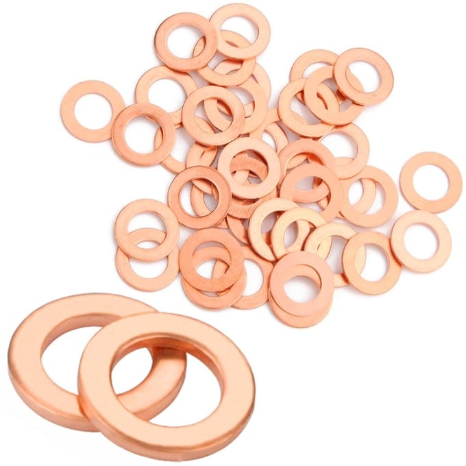 60 Stuks M6 Koperen Sealing Washers Set voor Oliedrain, Schroeven en Machines - Plat en Duurzaam