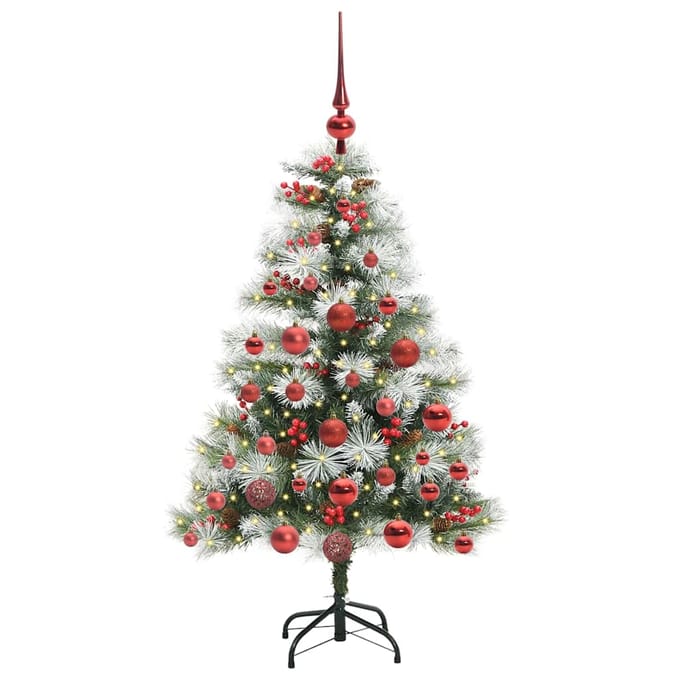 vidaXL - Kunstkerstboom - Groen - en - wit - 120 - cm - PVC - en - Metaal - en - Plastic