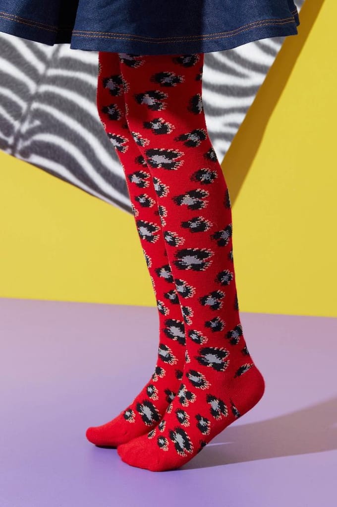 Bonnie Doon  - Kinderen - Maillots  - Leopard Tights  - Rood/Strawberry - Maat 92-98