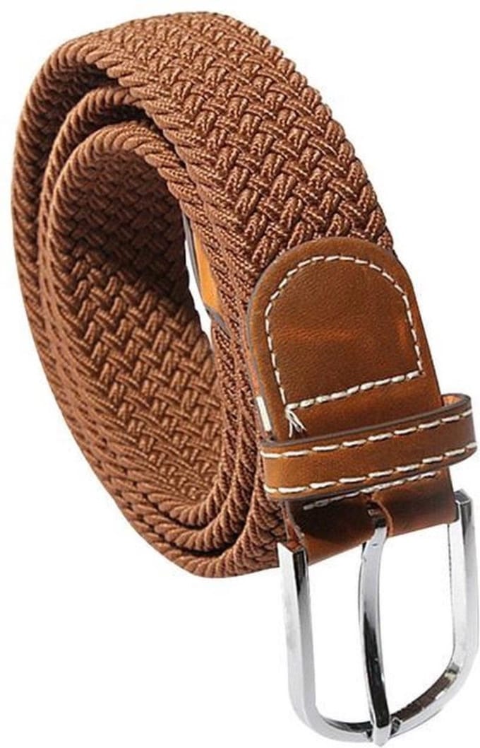 Scoby - Elastische Geweven Riem - Gevlochten Riem - Stretch Belt - Rekbaar - Bruin