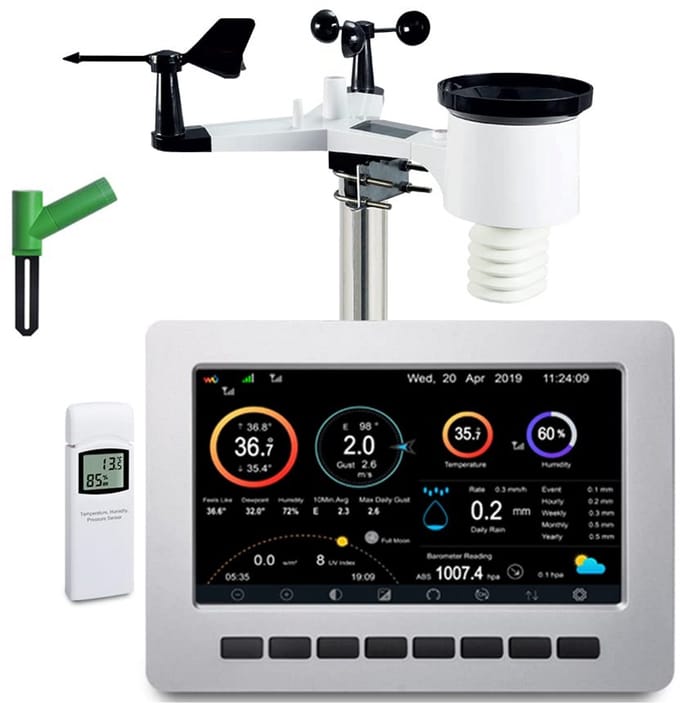 Weerstation met Sensor - Weer Meetstation - Thuis Klimaat Meten - Wi-Fi Internet Connectie - 8 Sensoren Max - Wit