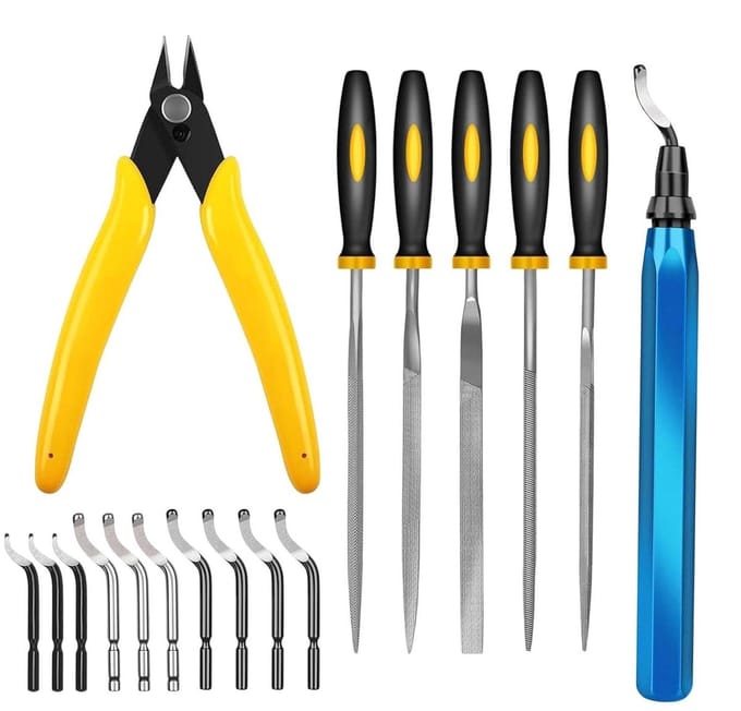 Ontbraamgereedschapset - Precisie set - Randafwerking - Gehoekte kop - 15 cm - Metaal