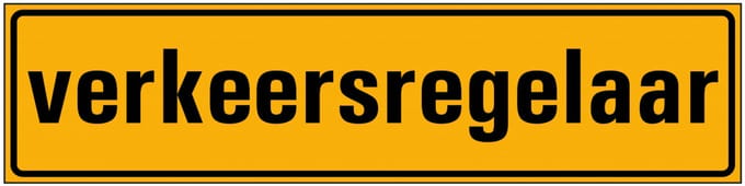 Verkeersregelaar bordje, kunststof 400 x 100 mm