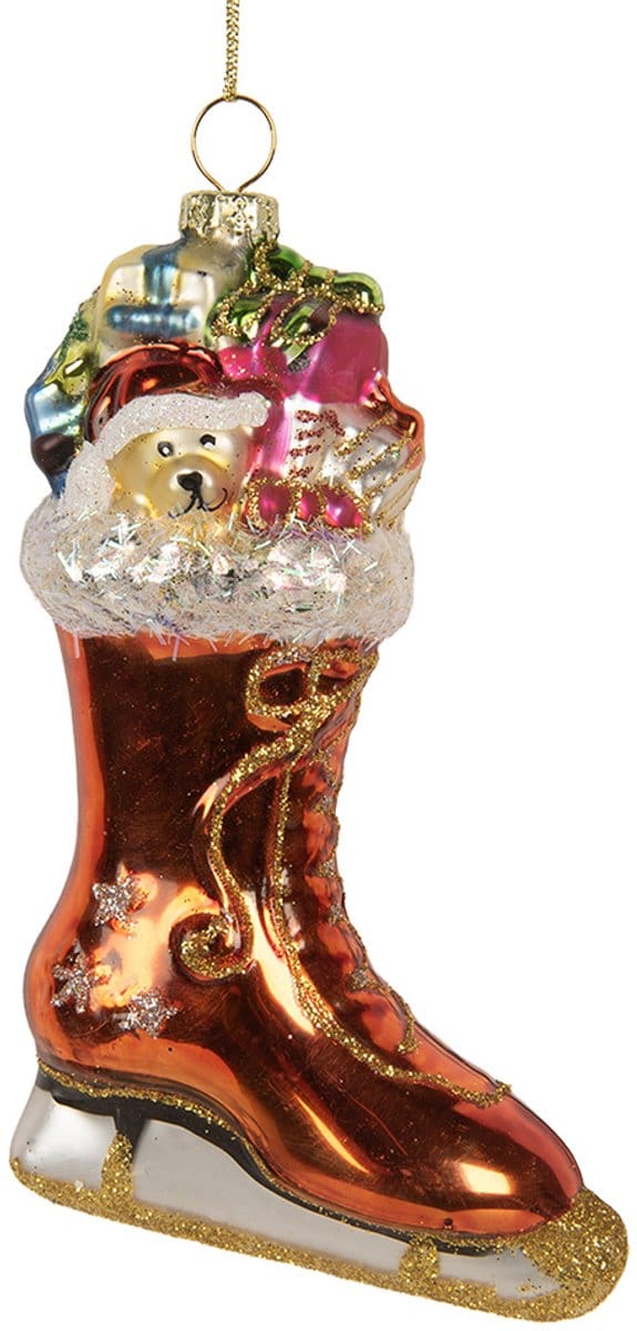 Clayre & Eef Kersthanger Laars 8x4x13 cm Oranje Glas