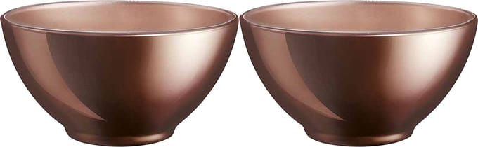 Luminarc Kommetjes/schaaltjes voor dessert/ontbijt - 2x - Glas - D13 x 6 cm - Chocolade bruin