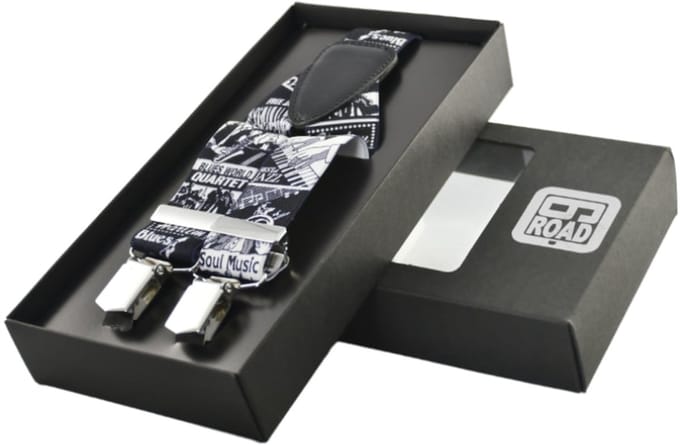 Sixroad bretels - muziek print zwart - 3-clips