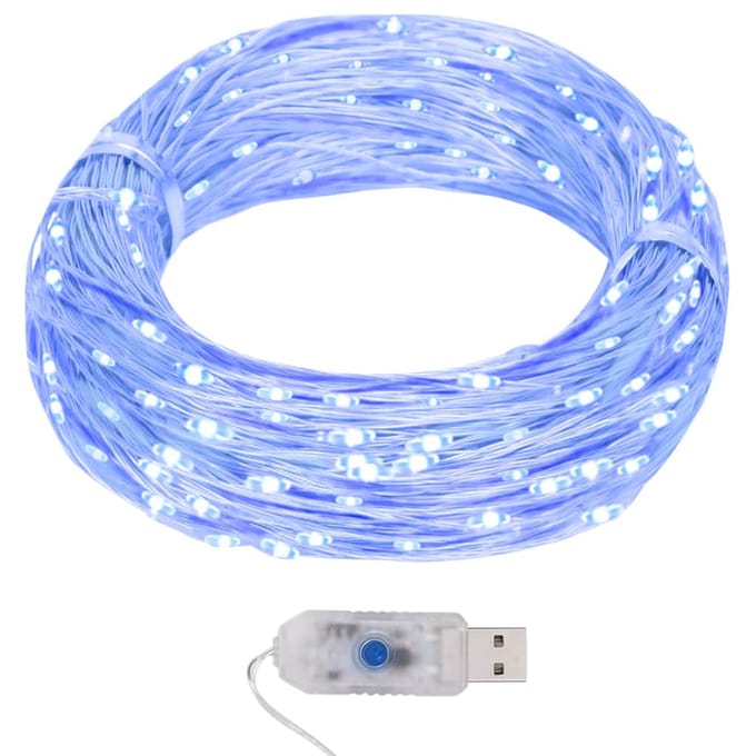 vidaXL - Lichtsnoer - met - 400 - microLED's - blauw - 8 - functies - 40 - m