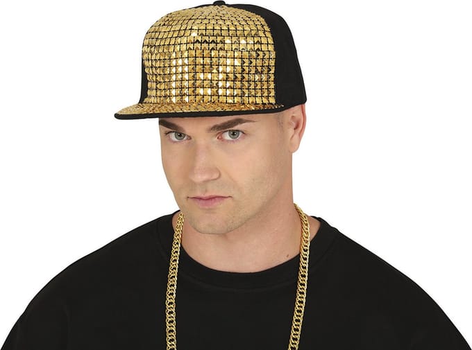 Fiestas Guirca Rapper/gangster verkleed pet studs - goud/zwart - bling - one size