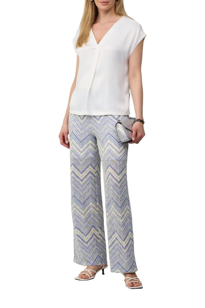 s.Oliver - female - Broek van gebreide jersey met wijde pijpen, voering en elastische band