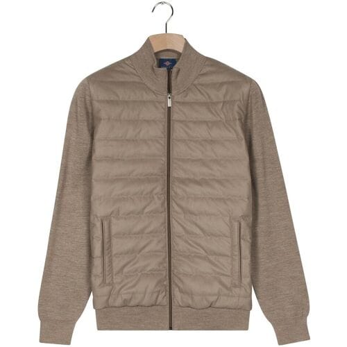 Baileys Vest Uni Fine Texture Cotton Fullzip Horizontal Quilted Taupe / male