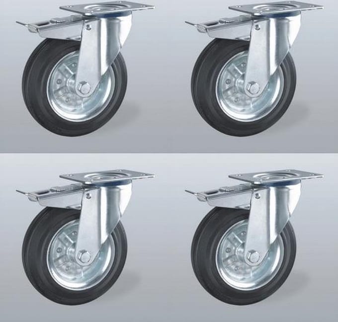 Grijs Rubber zwenkwiel met topplaat - 100mm - 150kg