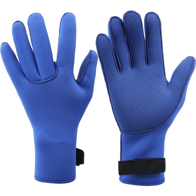 Gant de plongée Hisea 3MM Protège-mains Antidérapant Équipement Sportif Anti-rayures Snorkeling Bleu L