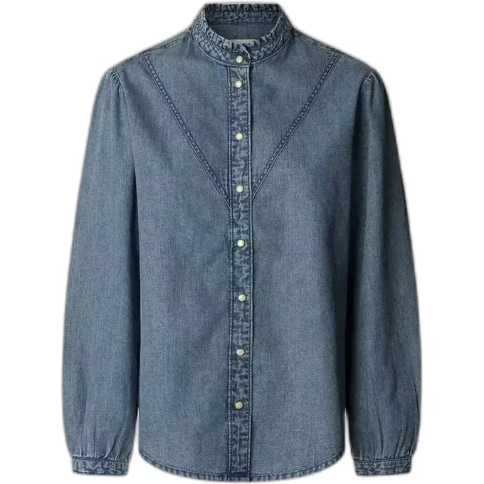 Regular fit jeansblouse van puur katoen