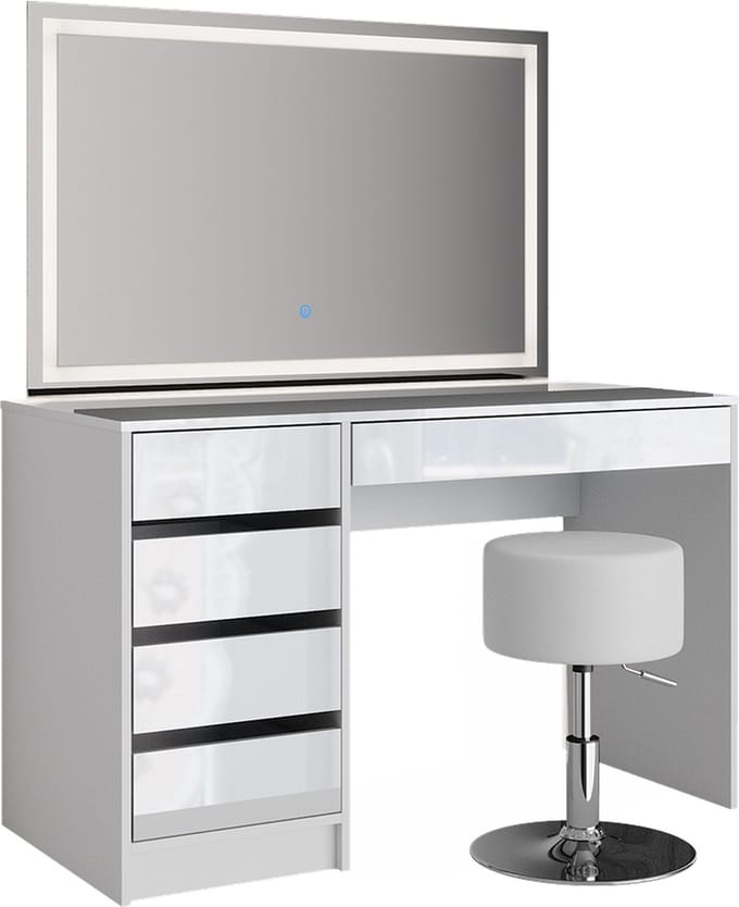 Vicco Sherry Kaptafel set met kruk – 120 cm met LED-spiegel en kruk Wit