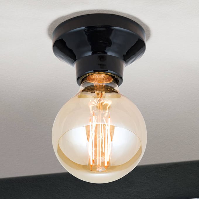 ORION Plafondlamp Frost van keramiek, zwart