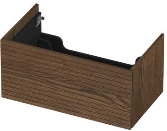 INK - Onderkast 1 Lade Push 2 Open Horizontaal Gefreesd Bestaande Uit - 800x450x376 Mm - Massief Eiken Chocolate