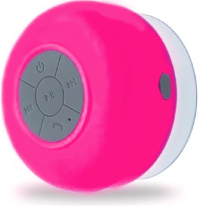 Piu Forty Bluetooth Waterproof Speaker rubber finished hands free call – Pink or Green 137gr 5.5 x 5.5 x 8.5 cm
