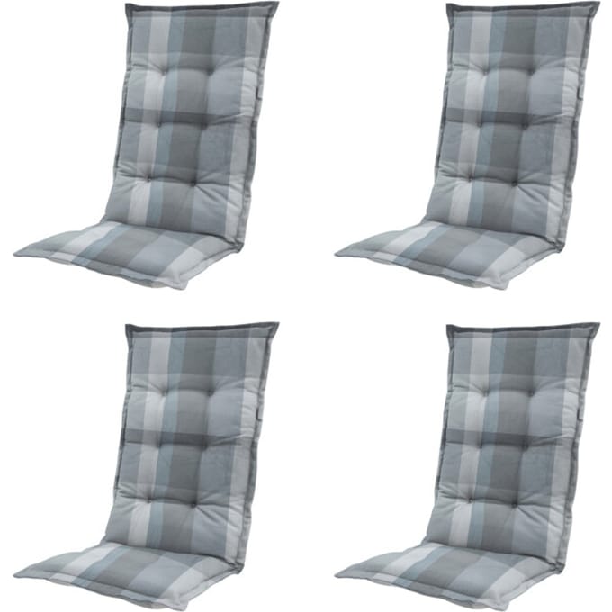 Madison - Tuinstoelkussen Hoge Rug Sya grey - Ca. 123x50 cm - Set van 4
