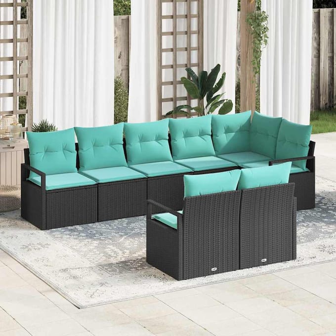 vidaXL Bankstel 8 st Zwart poly rattan