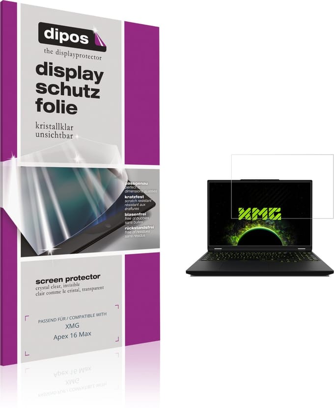 dipos – 2x Beschermfolie geschikt voor XMG Apex 16 Max | Krasbestendige & heldere Screenprotector Ultra-Thin