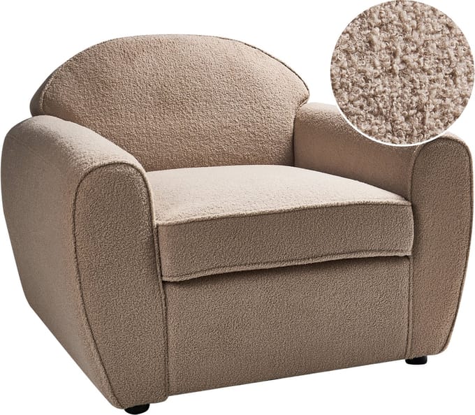 ELLEDE - Fauteuil - Lichtbruin - Bouclé