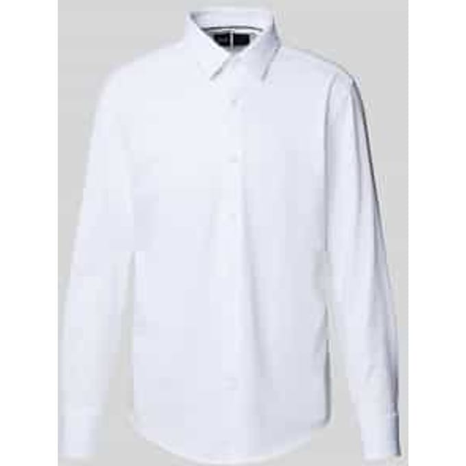 BOSS Hank-s slim fit overhemd - tricot - wit - Strijkvriendelijk - Boordmaat: 41