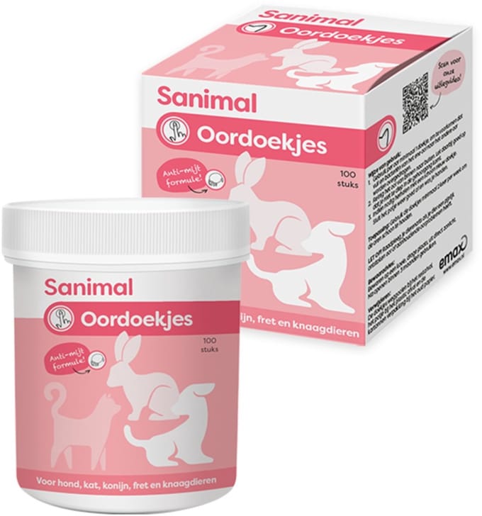 Sanimal Oordoekjes - Hondenverzorging - 100 stuks