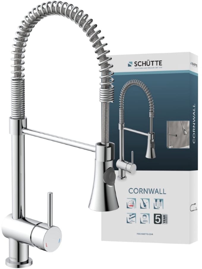 SCHÜTTE CORNWALL Design Keukenkraan - Mengkraan - Draaibare Uitloop Met Spiraalveer - Chroom