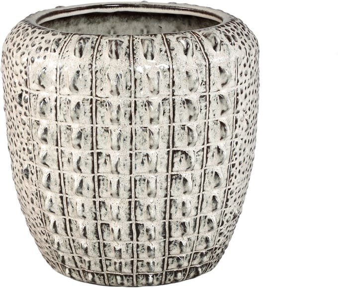 PTMD Crocco Cream Ceramic Round Pot Croco Pattern L