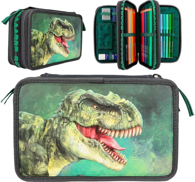 Dino World 3-vaks etui, gevuld met LED