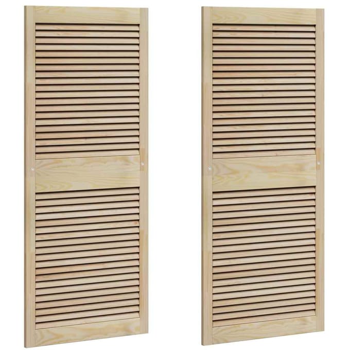 vidaXL - Kastdeur - 2 - st - Naturel - 140,5 - x - 59,5 - cm - Massief - grenenhout