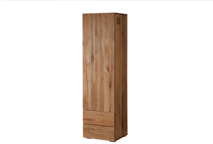 MASSIVMOEBEL24.DE wilde eik / moseik kast blank massief hout 50x43x180 cm (BxTxH) geolied gemonteerd FRANKFURT volledig massief #113