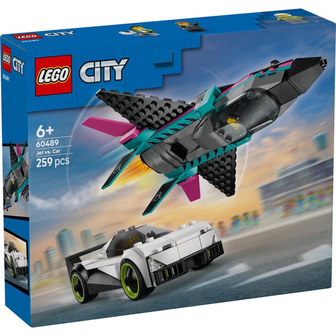 LEGO City Straalvliegtuig vs. Sportauto Bouwset 60489 | Avontuurlijke Race- en Vliegset voor Kinderen