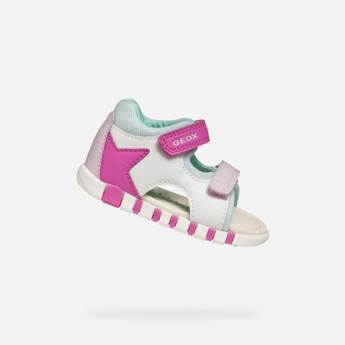 GEOX SANDAAL IUPIDOO PEUTER Sandalen - WIT/FUCHSIA - Maat 25