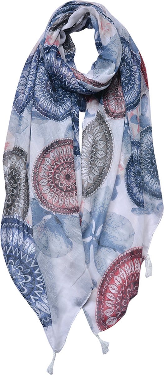 Juleeze Sjaal Dames Print 90x180 cm Blauw Synthetisch