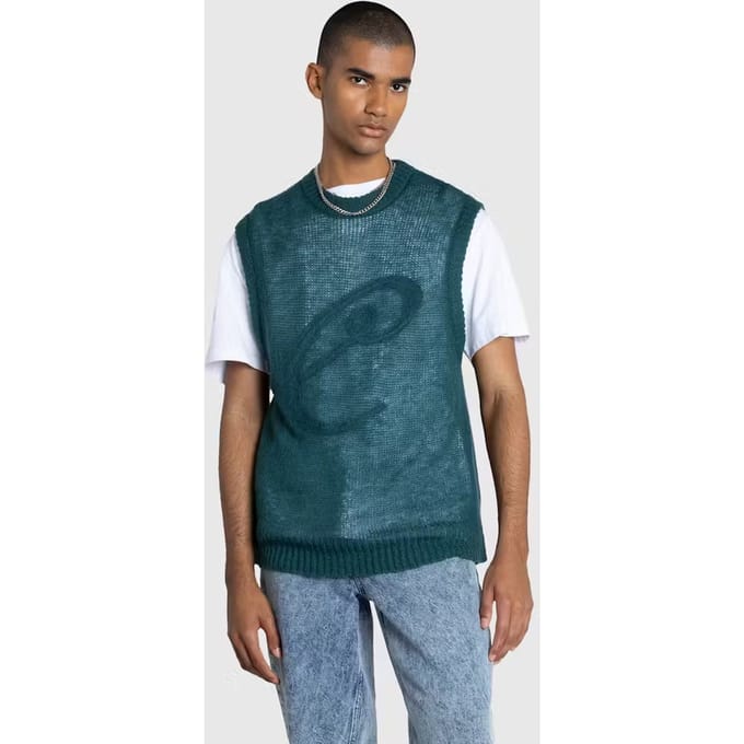 Streetwear Favourites Café De Flore X  Highsnobiety – Script Sweater Vest Green Größe: M | Cardigans Outlet | Herren | Grün