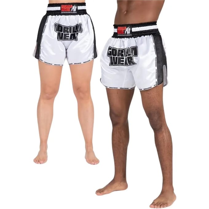 Gorilla Wear Piru Muay Thai Shorts - Wit/Zwart - S