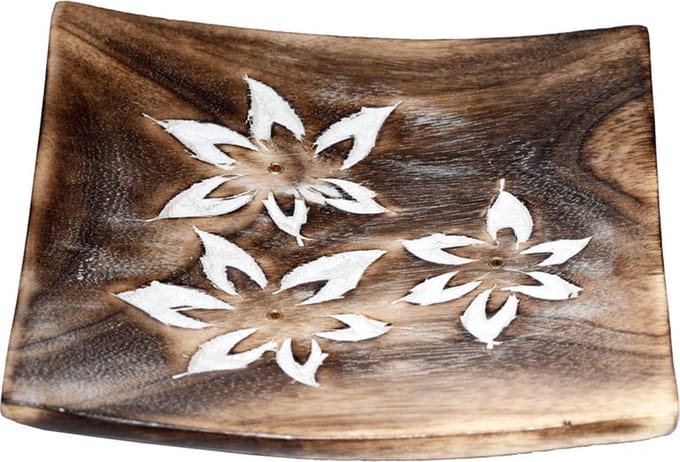 Wierookbrander - Vierkant - Bloemen - Wierookhouder - Mangohout