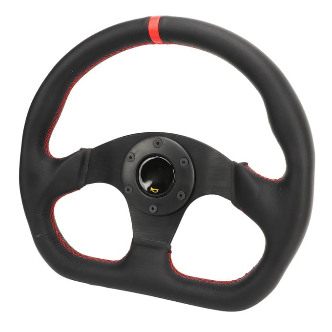 Auto D Type Stuurwiel Zwart Frame Leer Sport Race Universele Pasvorm Drifting Stuurwiel Vervanging black